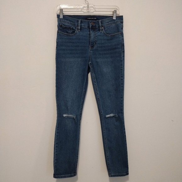 Calvin Klein - Distressed Mid Rise Skinny Jeans - Picture 2 of 15